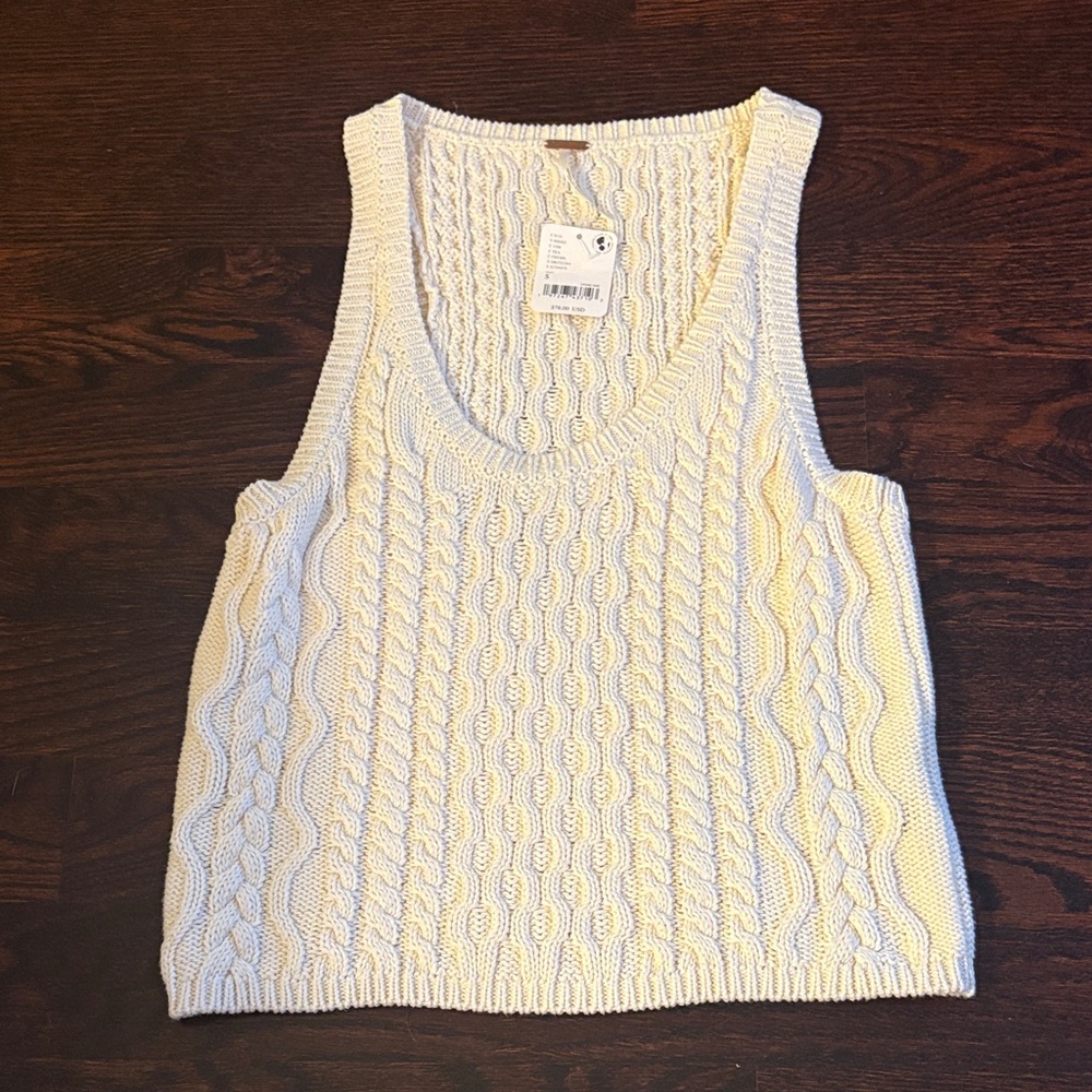 Free People Cream Cable Knit Tank Top